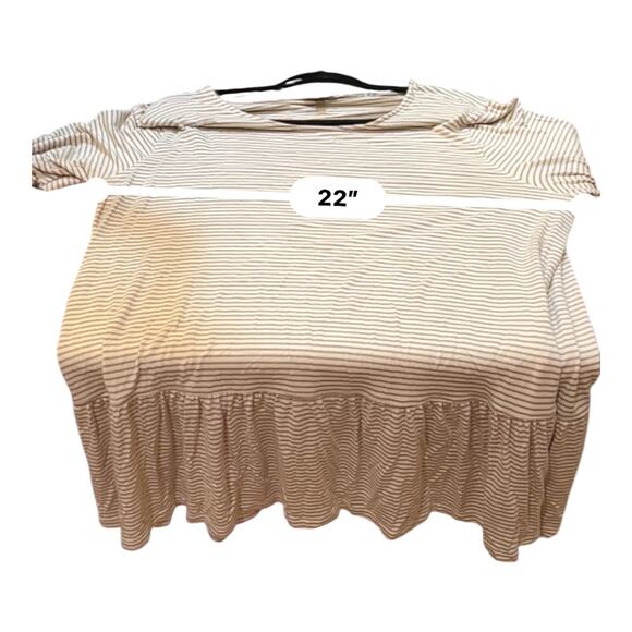 Multiples Beige & Cream Striped Ruffle Tunic Top Size XL Rayon Spandex Stretchy - Picture 5 of 8